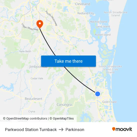 Parkwood Station Turnback to Parkinson map