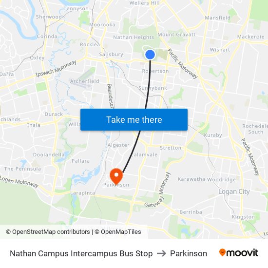 Nathan Campus Intercampus Bus Stop to Parkinson map