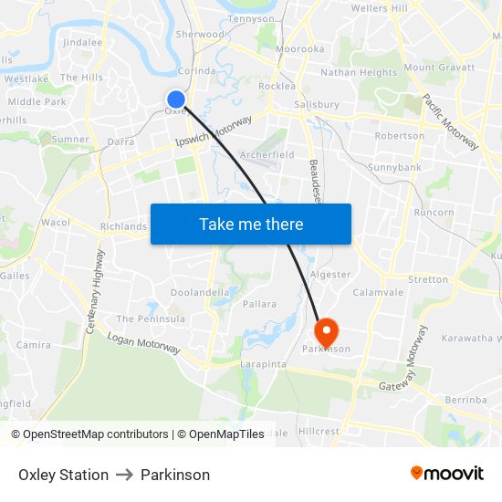 Oxley Station to Parkinson map
