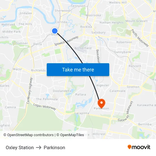 Oxley Station to Parkinson map
