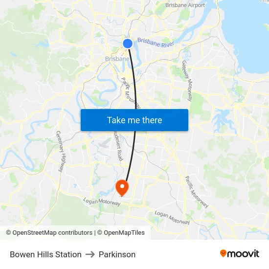 Bowen Hills Station to Parkinson map