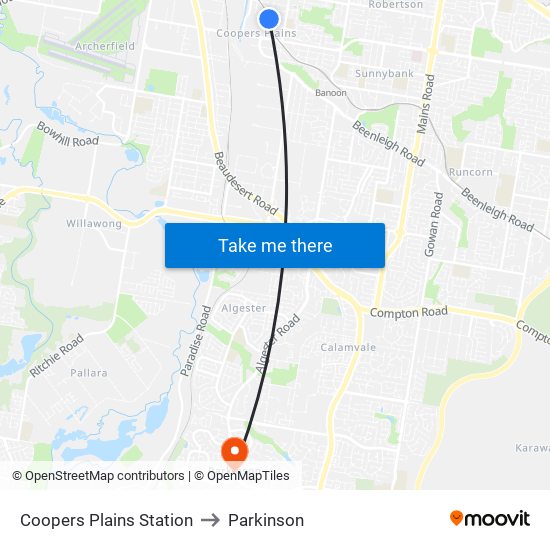 Coopers Plains Station to Parkinson map