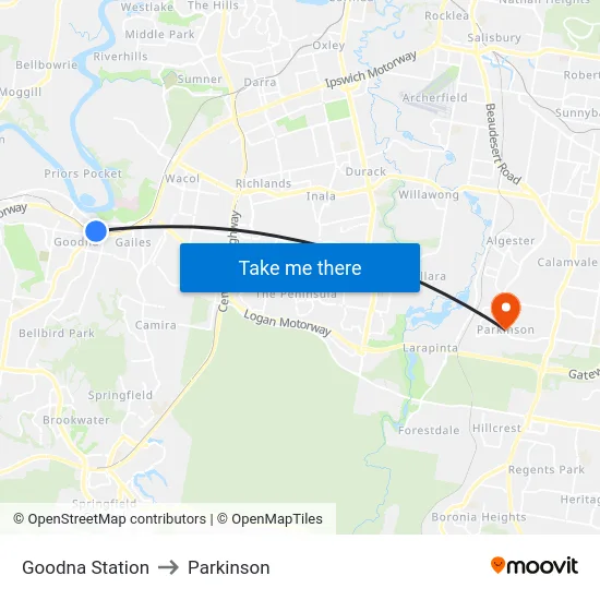 Goodna Station to Parkinson map
