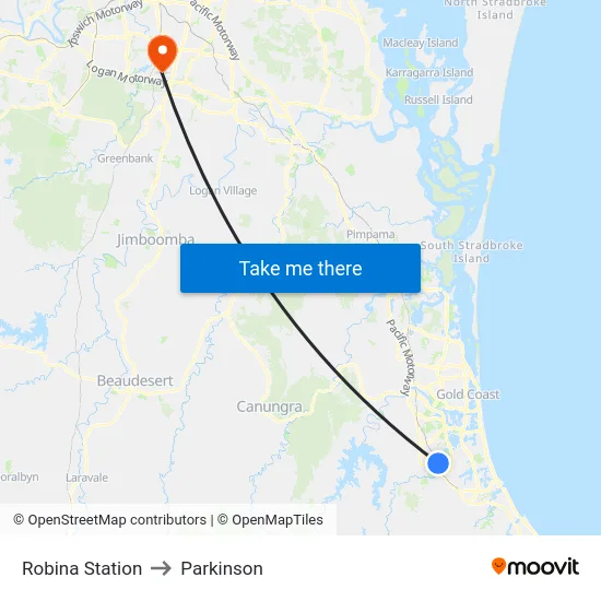 Robina Station to Parkinson map