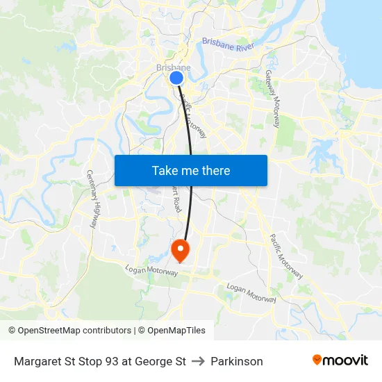Margaret St Stop 93 at George St to Parkinson map