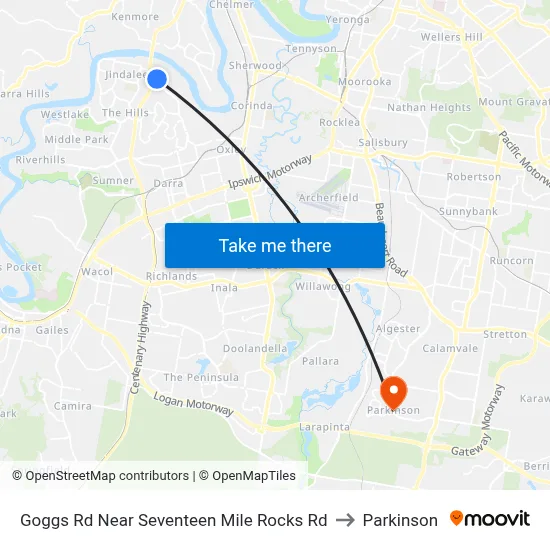Goggs Rd Near Seventeen Mile Rocks Rd to Parkinson map