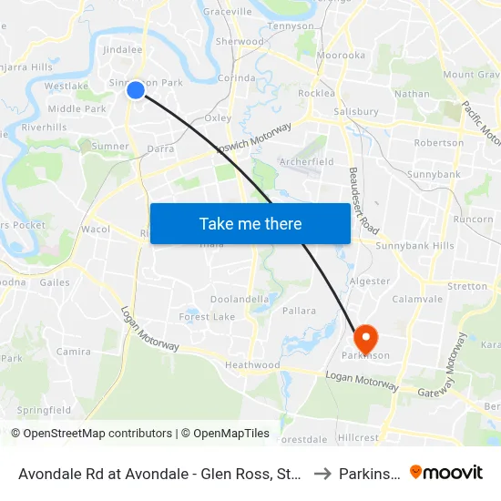 Avondale Rd at Avondale - Glen Ross, Stop 61 to Parkinson map