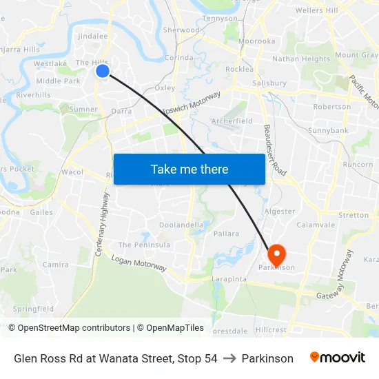 Glen Ross Rd at Wanata Street, Stop 54 to Parkinson map
