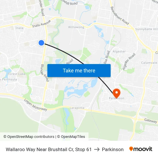 Wallaroo Way Near Brushtail Cr, Stop 61 to Parkinson map