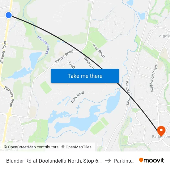 Blunder Rd at Doolandella North, Stop 61a to Parkinson map