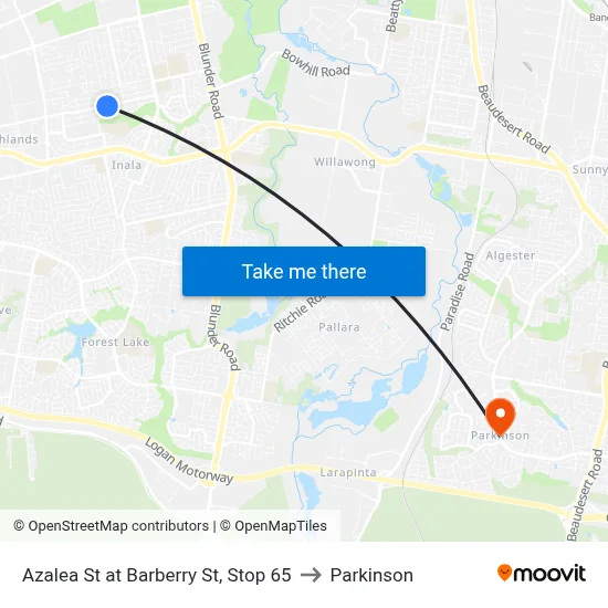 Azalea St at Barberry St, Stop 65 to Parkinson map