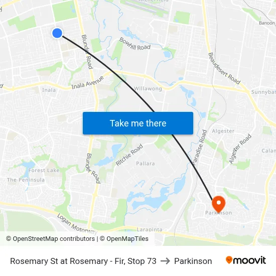 Rosemary St at Rosemary - Fir, Stop 73 to Parkinson map