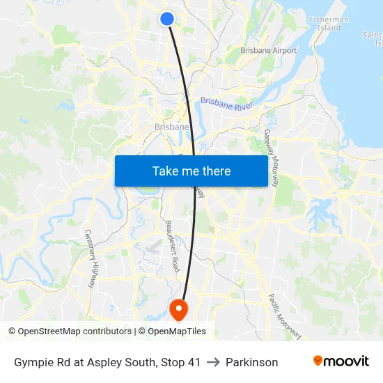 Gympie Rd at Aspley South, Stop 41 to Parkinson map