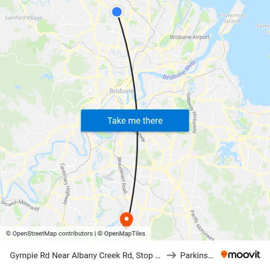 Gympie Rd Near Albany Creek Rd, Stop 42 to Parkinson map