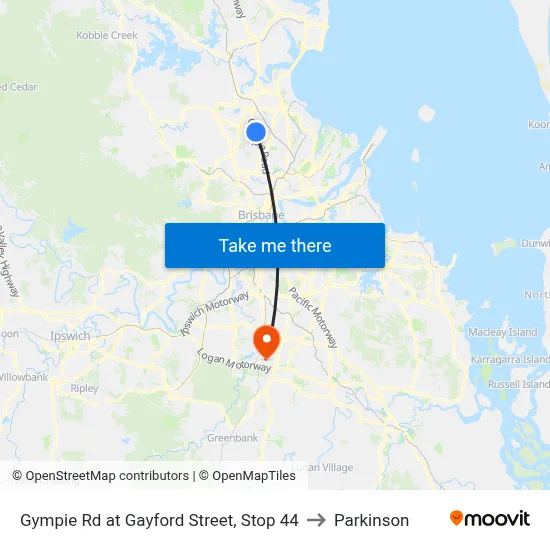 Gympie Rd at Gayford Street, Stop 44 to Parkinson map