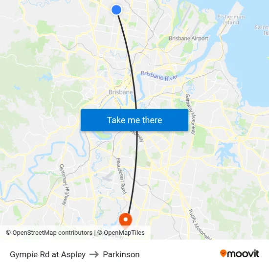 Gympie Rd at Aspley to Parkinson map
