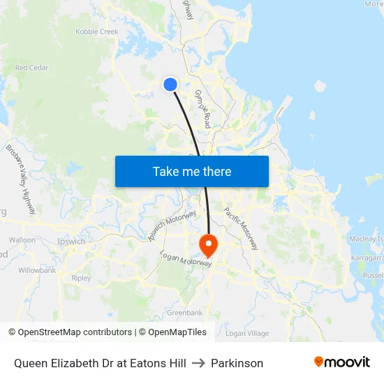 Queen Elizabeth Dr at Eatons Hill to Parkinson map