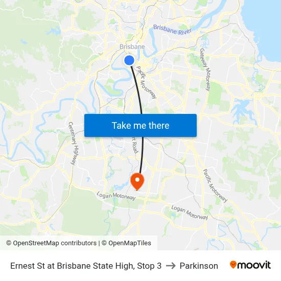 Ernest St at Brisbane State High, Stop 3 to Parkinson map