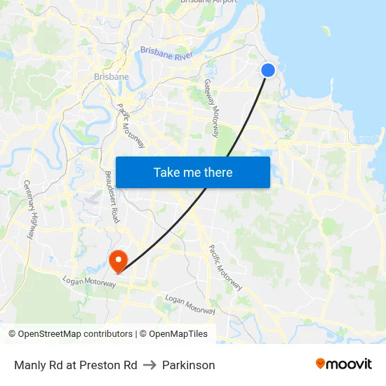 Manly Rd at Preston Rd to Parkinson map