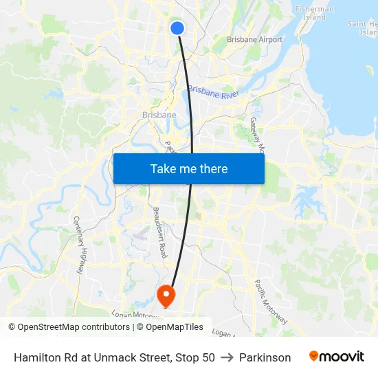 Hamilton Rd at Unmack Street, Stop 50 to Parkinson map