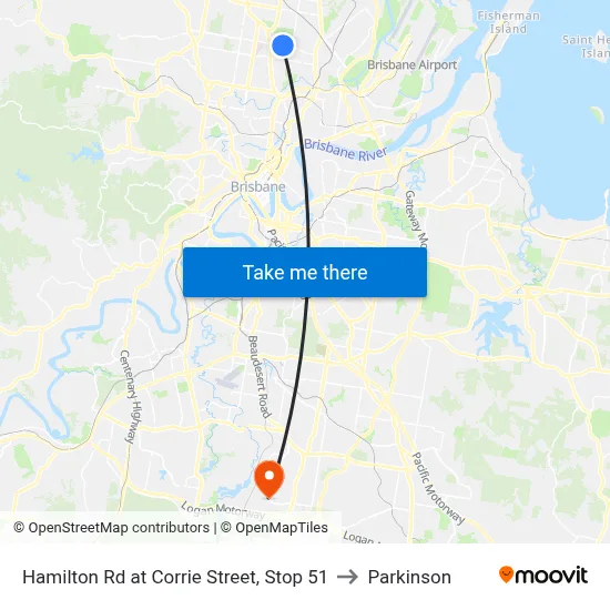 Hamilton Rd at Corrie Street, Stop 51 to Parkinson map
