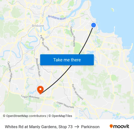 Whites Rd at Manly Gardens, Stop 73 to Parkinson map