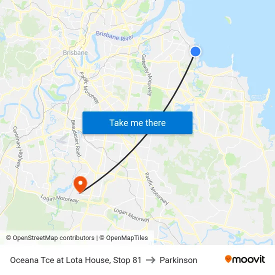 Oceana Tce at Lota House, Stop 81 to Parkinson map