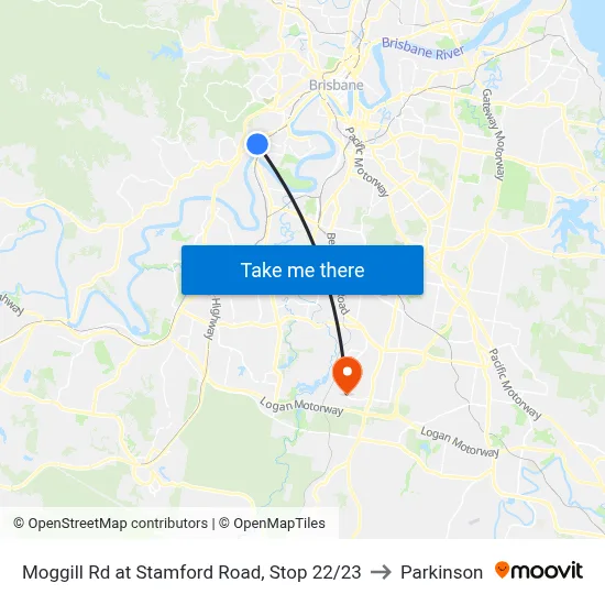 Moggill Rd at Stamford Road, Stop 22/23 to Parkinson map