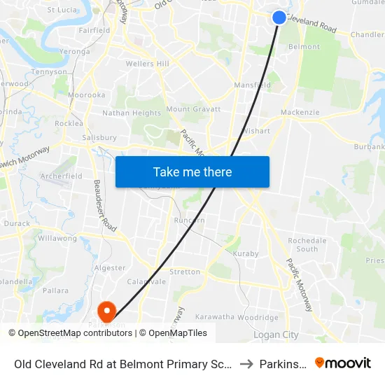 Old Cleveland Rd at Belmont Primary School to Parkinson map