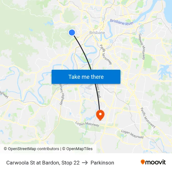 Carwoola St at Bardon, Stop 22 to Parkinson map