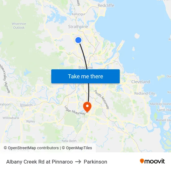 Albany Creek Rd at Pinnaroo to Parkinson map