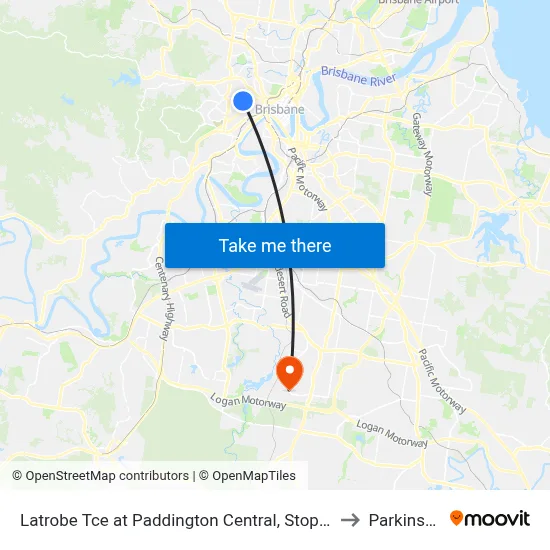 Latrobe Tce at Paddington Central, Stop 10 to Parkinson map