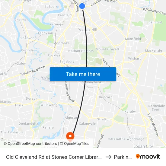 Old Cleveland Rd at Stones Corner Library, Stop 17 to Parkinson map