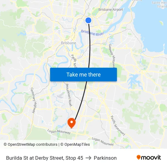 Burilda St at Derby Street, Stop 45 to Parkinson map