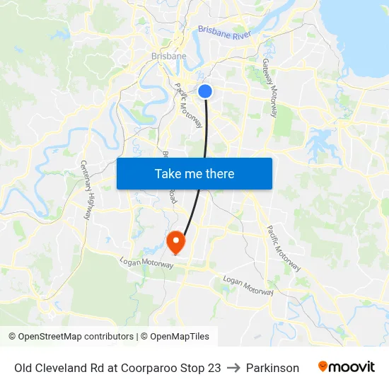 Old Cleveland Rd at Coorparoo Stop 23 to Parkinson map