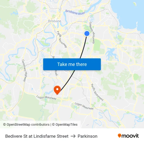 Bedivere St at Lindisfarne Street to Parkinson map