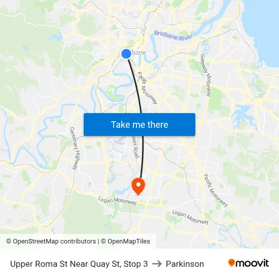 Upper Roma St Near Quay St, Stop 3 to Parkinson map