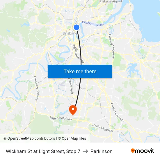 Wickham St at Light Street, Stop 7 to Parkinson map