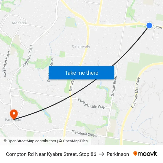 Compton Rd Near Kyabra Street, Stop 86 to Parkinson map