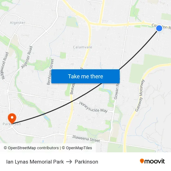 Ian Lynas Memorial Park to Parkinson map