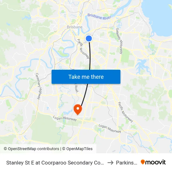 Stanley St E at Coorparoo Secondary College to Parkinson map