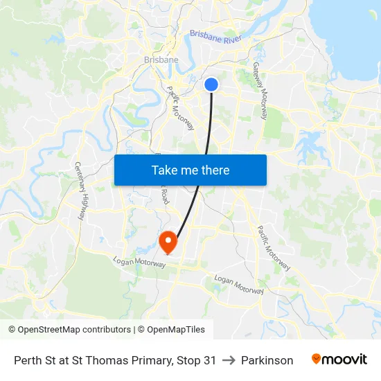 Perth St at St Thomas Primary, Stop 31 to Parkinson map
