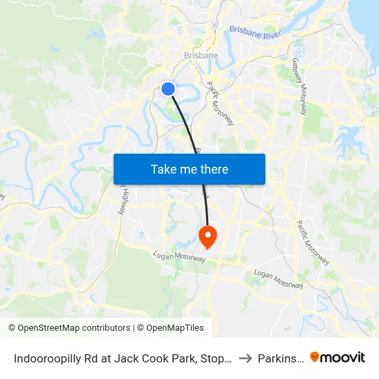 Indooroopilly Rd at Jack Cook Park, Stop 18/19 to Parkinson map