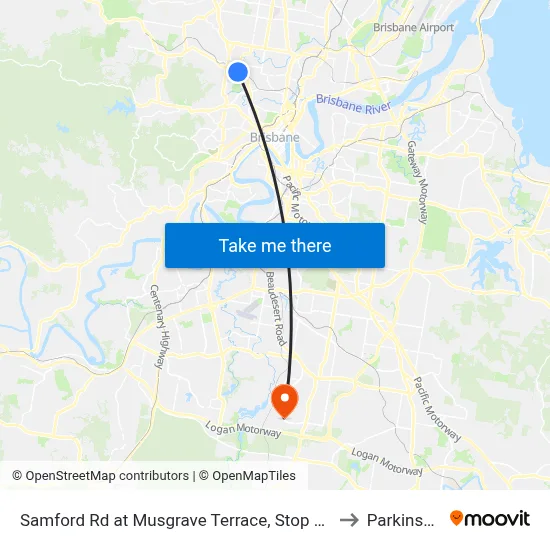 Samford Rd at Musgrave Terrace, Stop 27 to Parkinson map