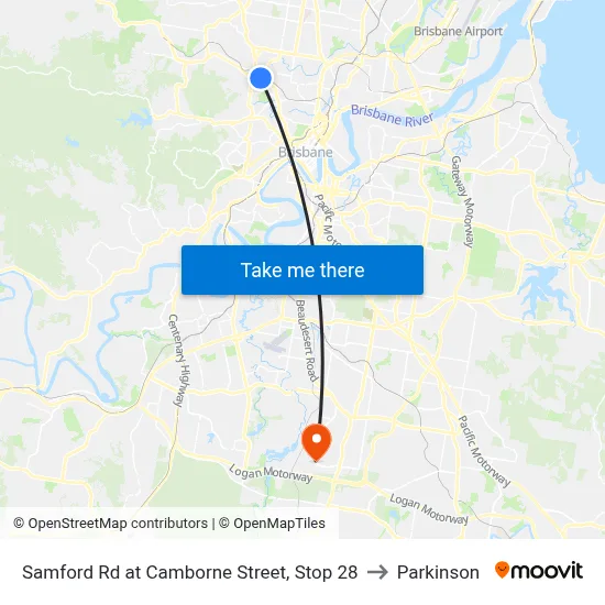 Samford Rd at Camborne Street, Stop 28 to Parkinson map