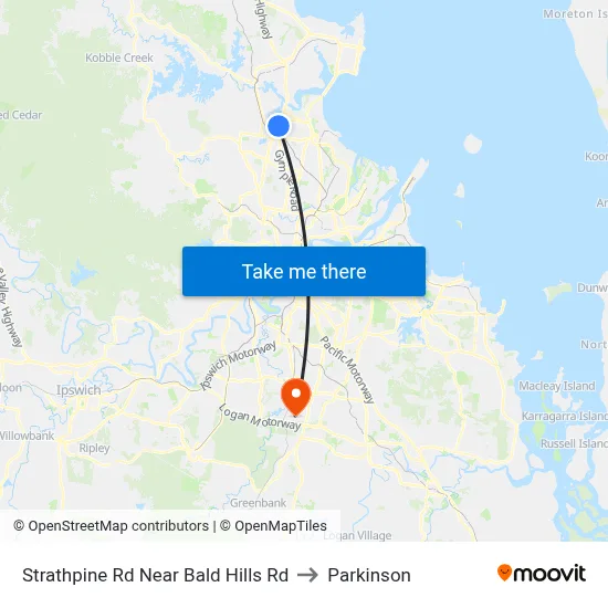 Strathpine Rd Near Bald Hills Rd to Parkinson map