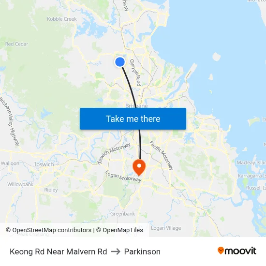 Keong Rd Near Malvern Rd to Parkinson map