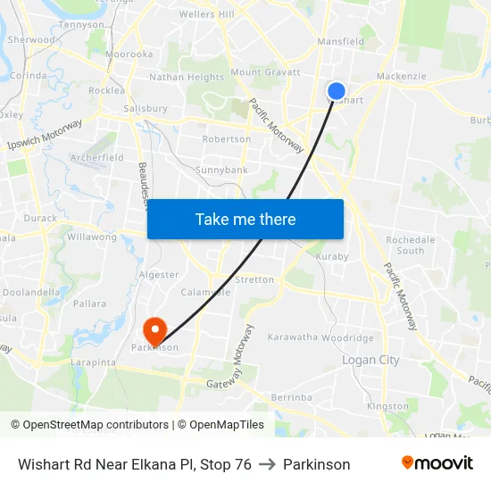 Wishart Rd Near Elkana Pl, Stop 76 to Parkinson map