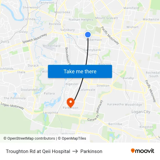 Troughton Rd at Qeii Hospital to Parkinson map