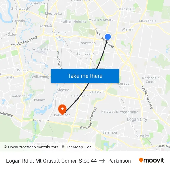 Logan Rd at Mt Gravatt Corner, Stop 44 to Parkinson map